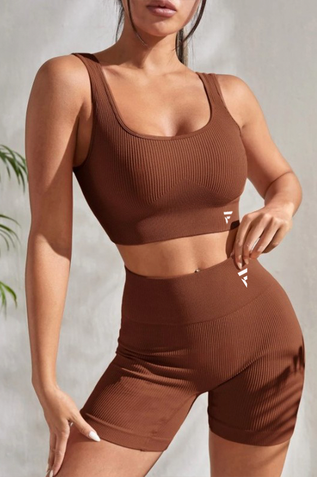 Conjunto Feminino Fitness Básico Shorts e Top - Bege Nude