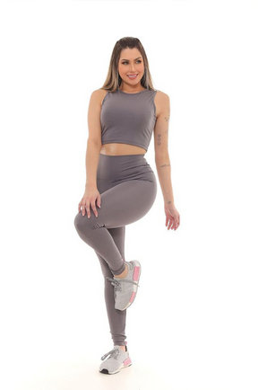 Legging Feminina Fitness Deluxe - Cinza Prata